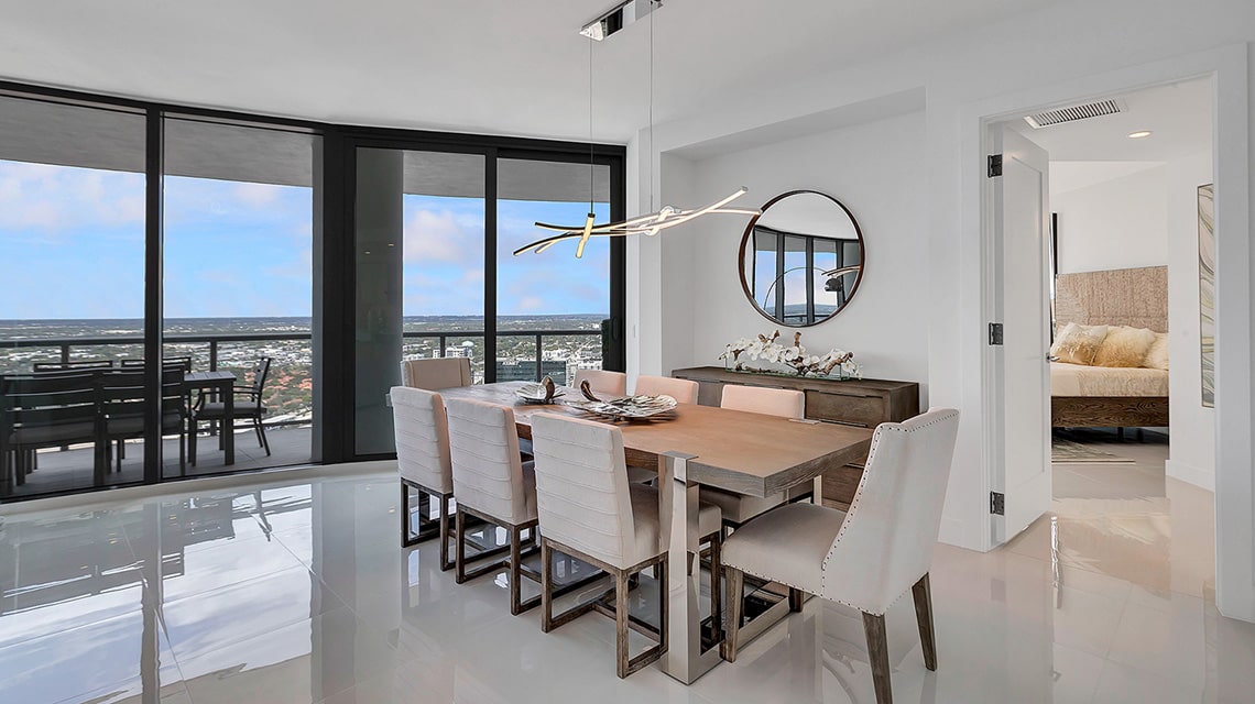 dining room at 100 Las Olas Residence 3703