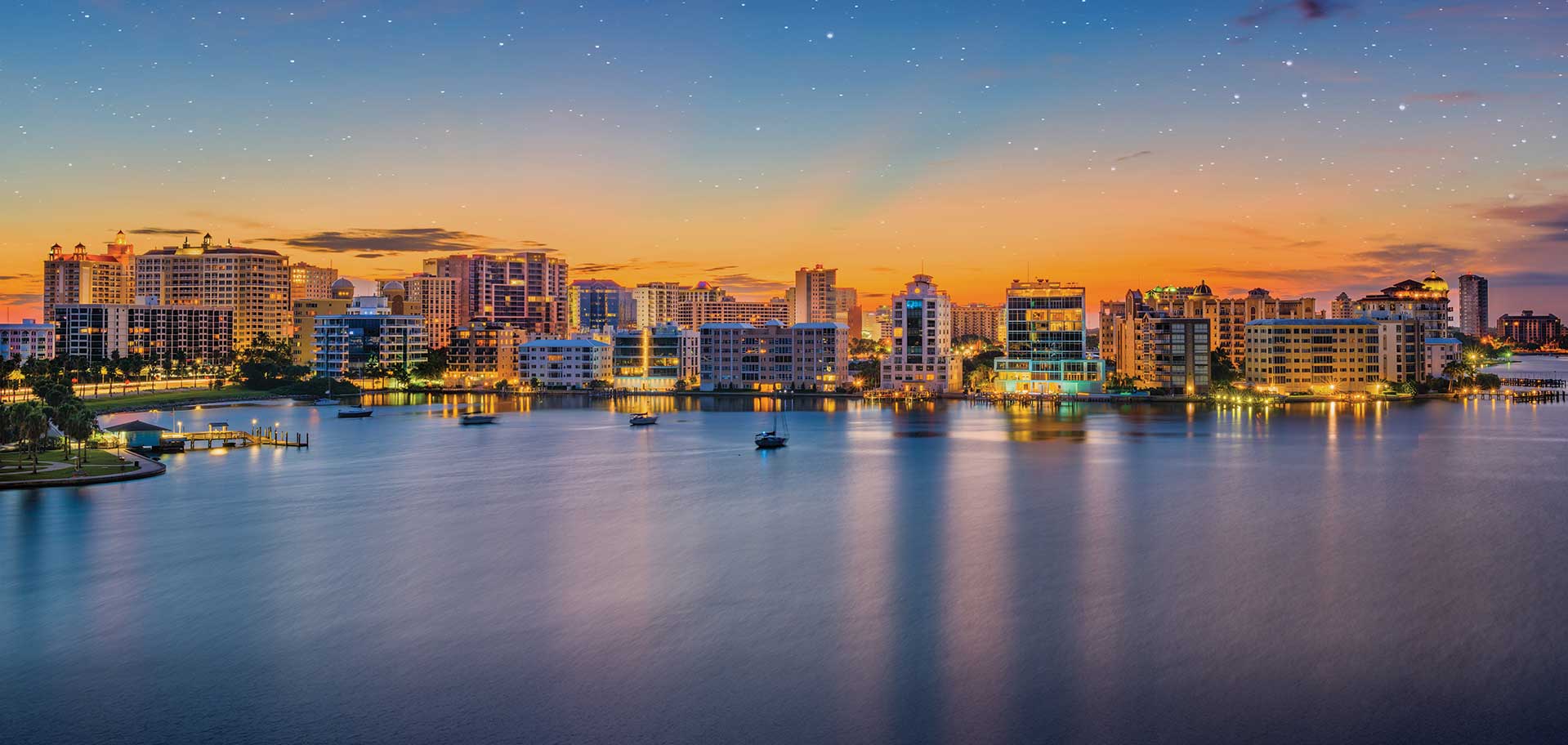 Sarasota Skyline and water view