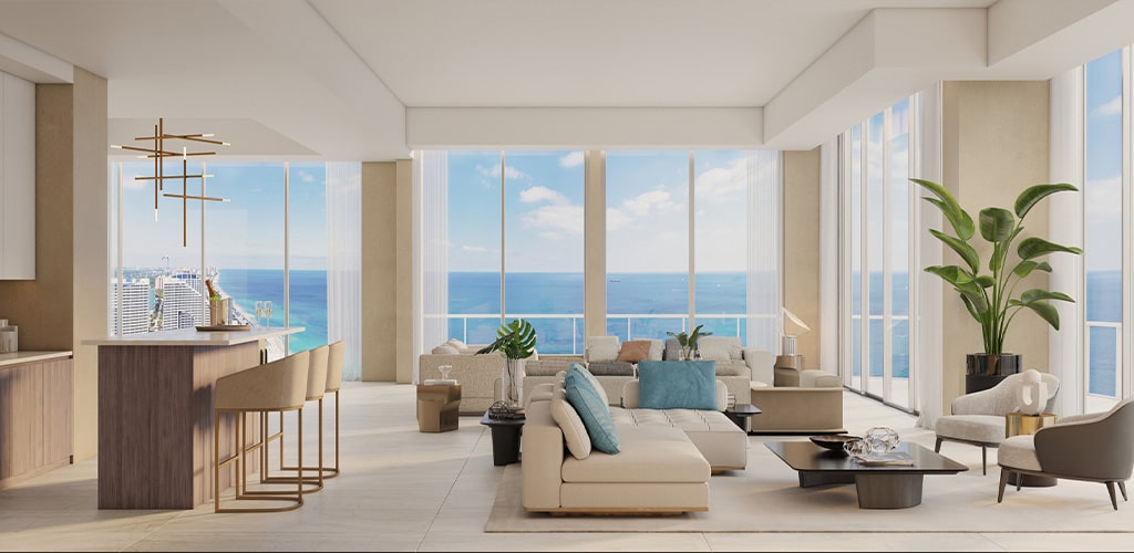 great room at Selene Oceanfront Residences